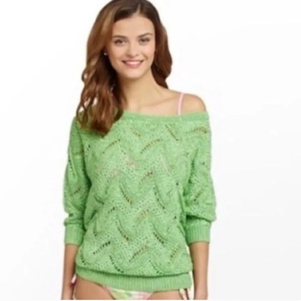 Lilly Pulitzer Navy Larissa Crochet Knit Sweater Size XS/S - Picture 2 of 12